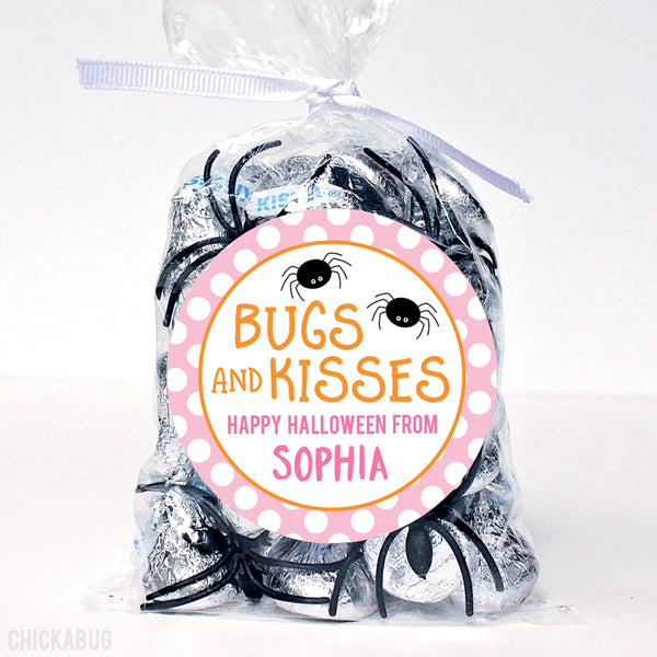Pink "Bugs and Kisses" Halloween Stickers