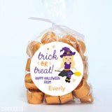 Pretty Witch "Trick or Treat" Halloween Stickers - Blonde Hair