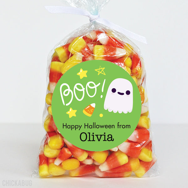 "Boo!" Ghost Halloween Stickers (Green)