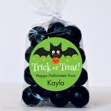 Trick or Treat Bat Halloween Stickers (Green)