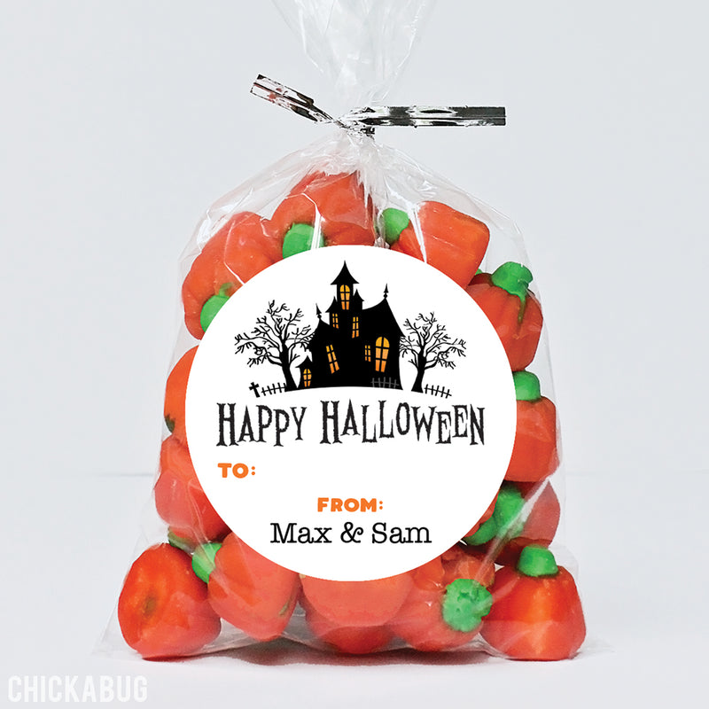 Haunted House Halloween Labels