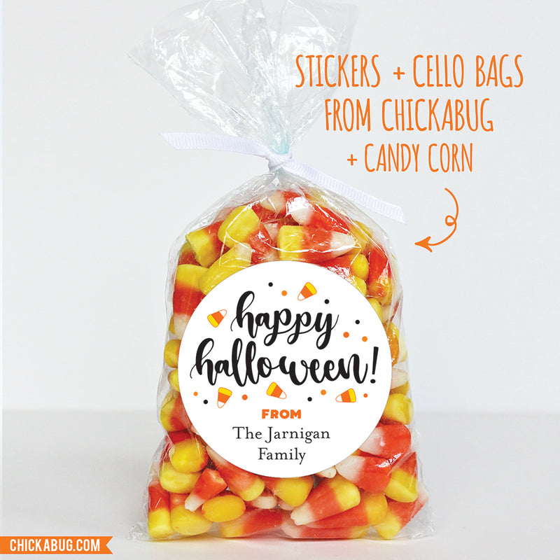 "Happy Halloween" Candy Corn Stickers
