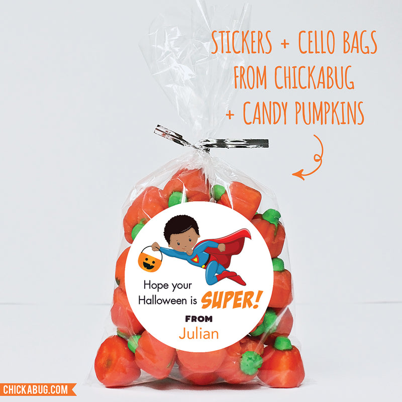Super Boy Halloween Stickers - African-American