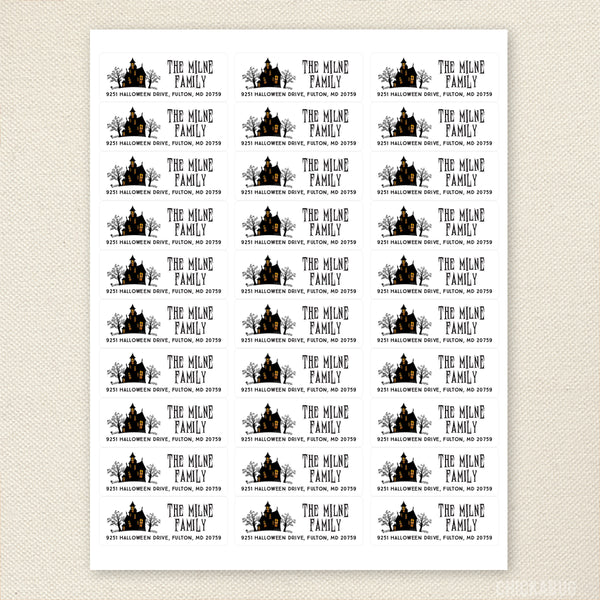 Haunted House Halloween Address Labels