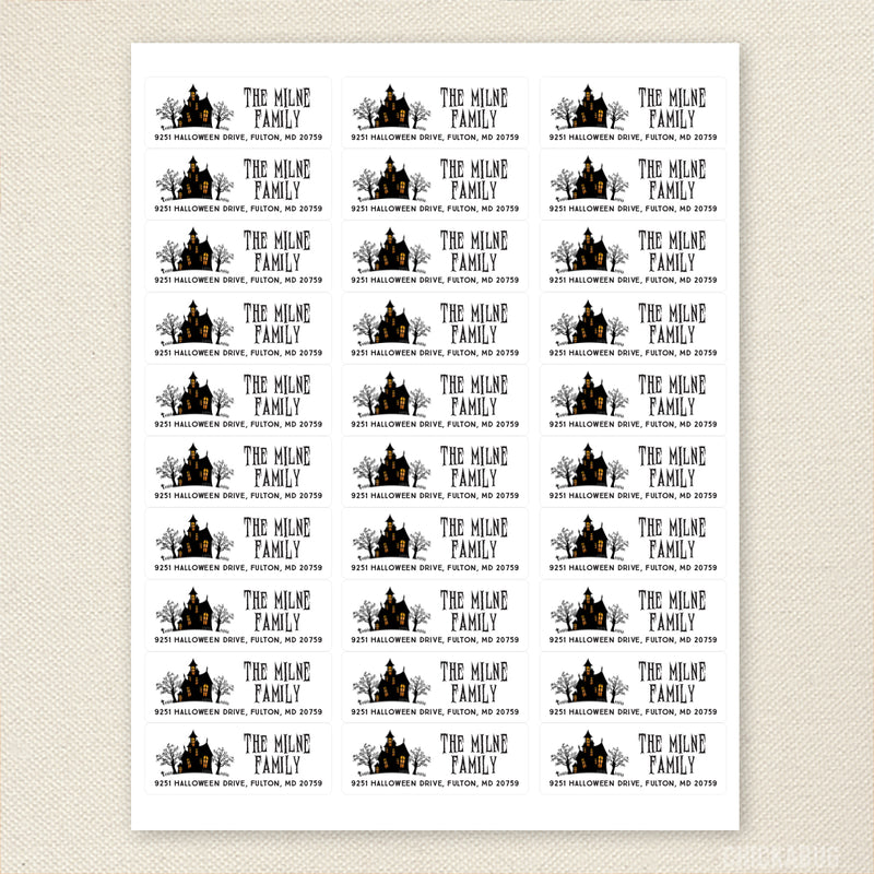 Haunted House Halloween Address Labels