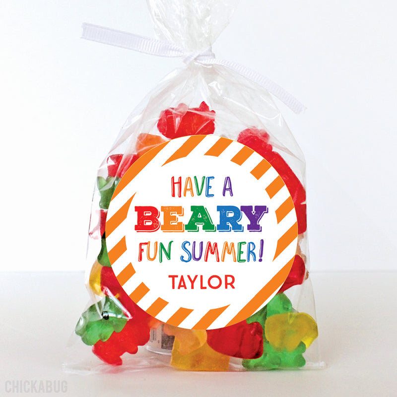 "Beary Fun Summer" Last Day of School Stickers