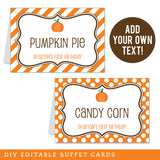 Pumpkin Party Table Tent Cards (EDITABLE INSTANT DOWNLOAD)