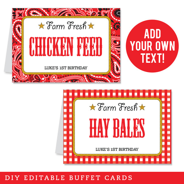 Country Western Party Table Tent Cards (EDITABLE INSTANT DOWNLOAD)