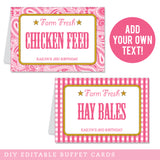 Pink Country Western Party Table Tent Cards (EDITABLE INSTANT DOWNLOAD)