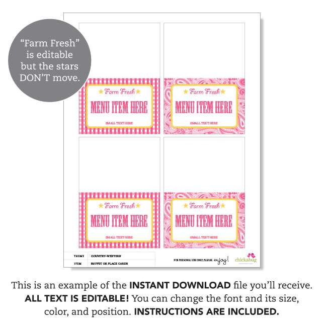 tent card template free download Pink Country Western Party Table Tent Cards (EDITABLE INSTANT DOWNLOAD – Chickabug