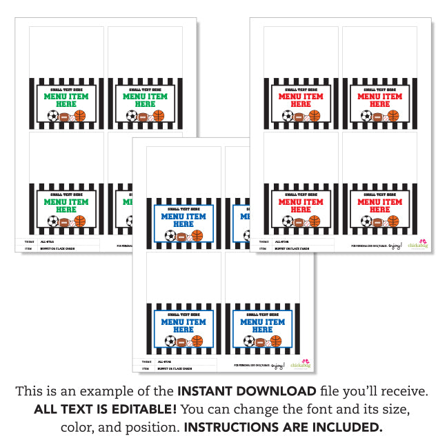 tent card template free download Sports Party Table Tent Cards (EDITABLE INSTANT DOWNLOAD) – Chickabug