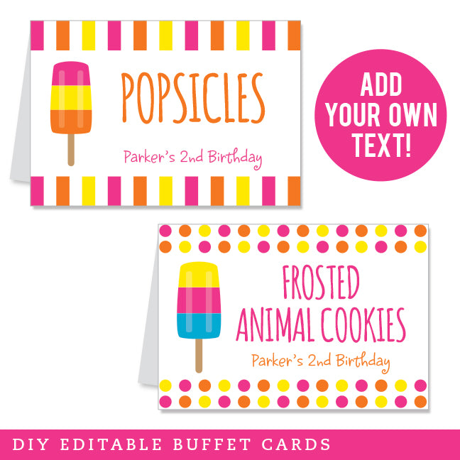 Popsicle Party Table Tent Cards (EDITABLE INSTANT DOWNLOAD)