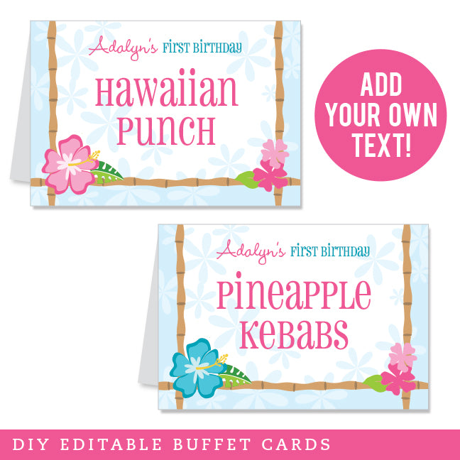 Luau Party Table Tent Cards (EDITABLE INSTANT DOWNLOAD)