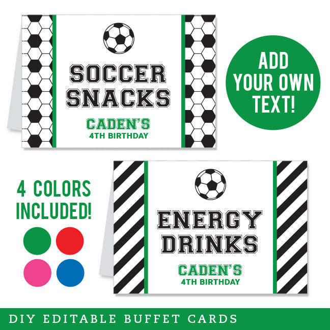 Soccer Party Table Tent Cards (EDITABLE INSTANT DOWNLOAD)