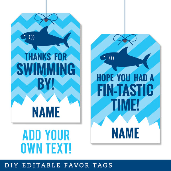 Shark Party Favor Tags (EDITABLE INSTANT DOWNLOAD)
