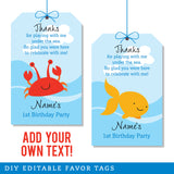 Under the Sea Party Favor Tags (EDITABLE INSTANT DOWNLOAD)