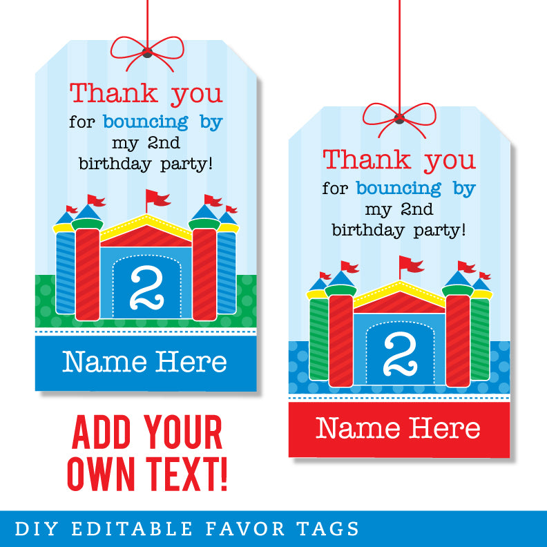 Bounce House Party Favor Tags (EDITABLE INSTANT DOWNLOAD)