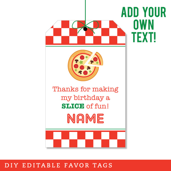 Pizza Party Favor Tags (EDITABLE INSTANT DOWNLOAD)