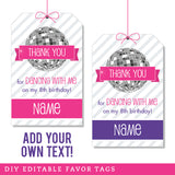 Disco Party Favor Tags (EDITABLE INSTANT DOWNLOAD)