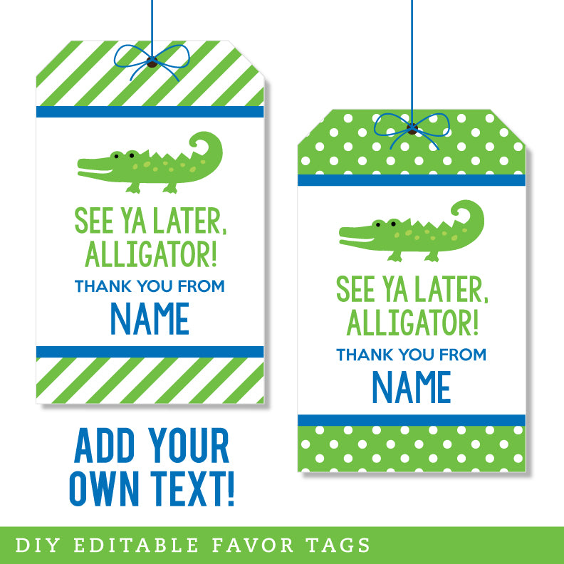 Alligator Party Favor Tags (EDITABLE INSTANT DOWNLOAD)