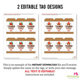 Camping Birthday Party Editable Favor Tags (INSTANT DOWNLOAD)