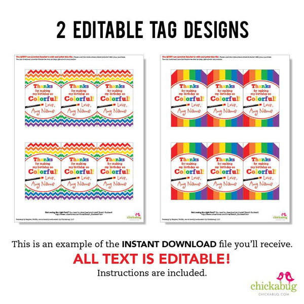 Art Party Favor Tags (EDITABLE INSTANT DOWNLOAD)
