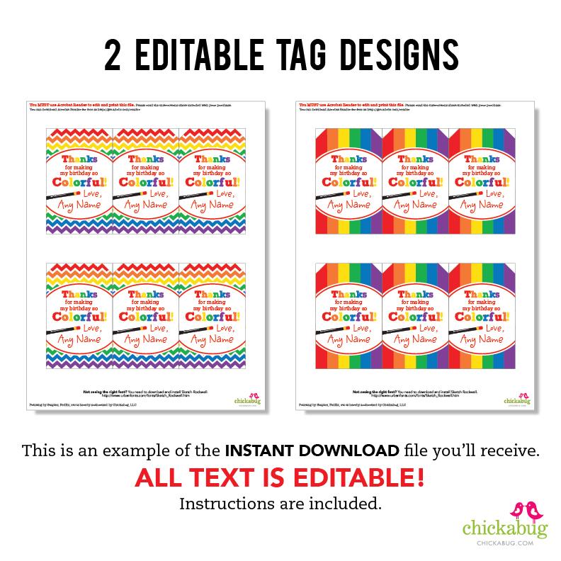Art Party Favor Tags for a Girl