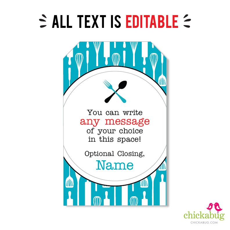 Cooking Party Favor Tags (EDITABLE INSTANT DOWNLOAD) – Chickabug