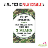 Army Party Favor Tags (EDITABLE INSTANT DOWNLOAD)
