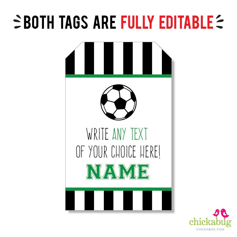 Soccer Party Favor Tags (EDITABLE INSTANT DOWNLOAD)