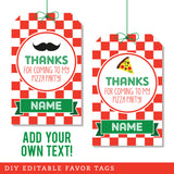 Pizza Birthday Favor Tags (EDITABLE INSTANT DOWNLOAD)