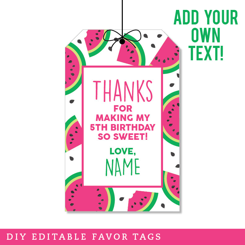Watermelon Party Favor Tags (INSTANT DOWNLOAD)