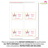 Gold Unicorn Party Table Tent Cards (EDITABLE INSTANT DOWNLOAD)