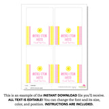 Sunshine Party Table Tent Cards (EDITABLE INSTANT DOWNLOAD)