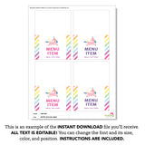 Pink Unicorn Party Table Tent Cards (EDITABLE INSTANT DOWNLOAD)
