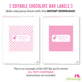 Flamingo Party Chocolate Bar Labels (EDITABLE INSTANT DOWNLOAD)