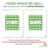Golf Party Chocolate Bar Labels (EDITABLE INSTANT DOWNLOAD)