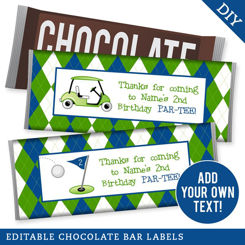 Navy Golf Party Chocolate Bar Labels (EDITABLE INSTANT DOWNLOAD)