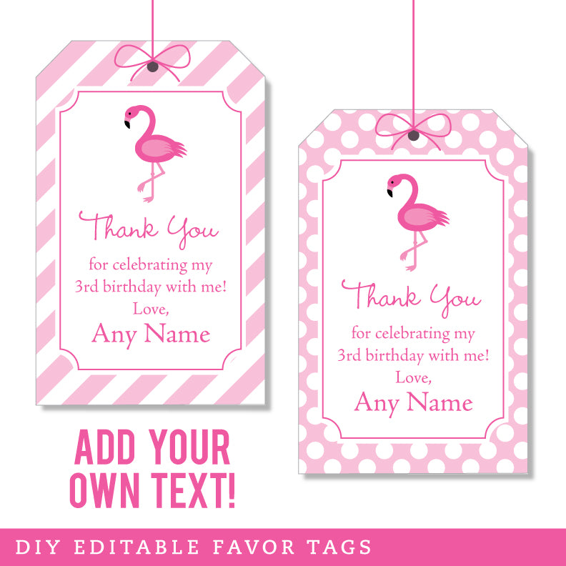 Flamingo Party Favor Tags (EDITABLE INSTANT DOWNLOAD)