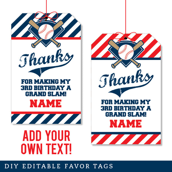 Baseball Party Favor Tags (EDITABLE INSTANT DOWNLOAD)