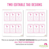 Flamingo Party Favor Tags (EDITABLE INSTANT DOWNLOAD)
