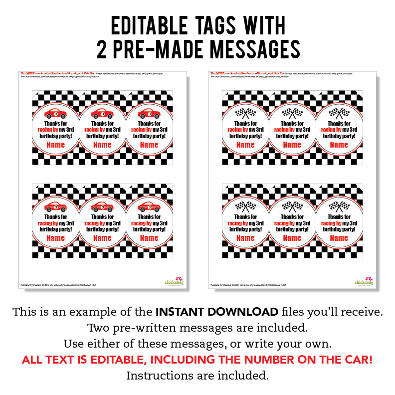 Race Car Party Favor Tags (EDITABLE INSTANT DOWNLOAD) – Chickabug race-car-party-favor-tags-editable-instant-download-chickabug