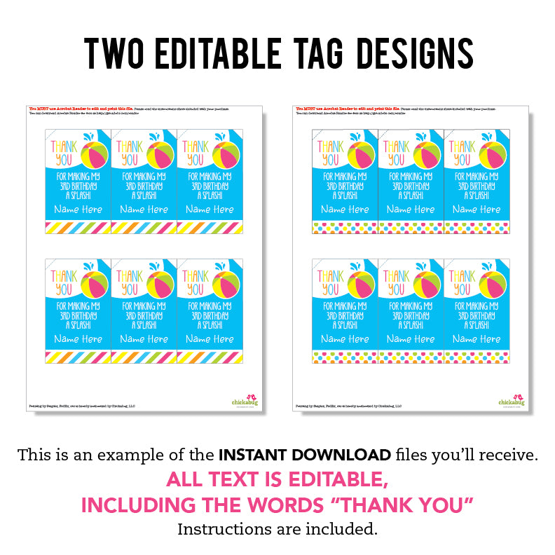 pink-pool-party-favor-tags-editable-instant-download-chickabug for Free Printable Pool Party Thank You Tags Pink Pool Party Favor Tags (EDITABLE INSTANT DOWNLOAD) – Chickabug for Free Printable Pool Party Thank You Tags