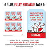 Bowling Party Favor Tags (EDITABLE INSTANT DOWNLOAD)