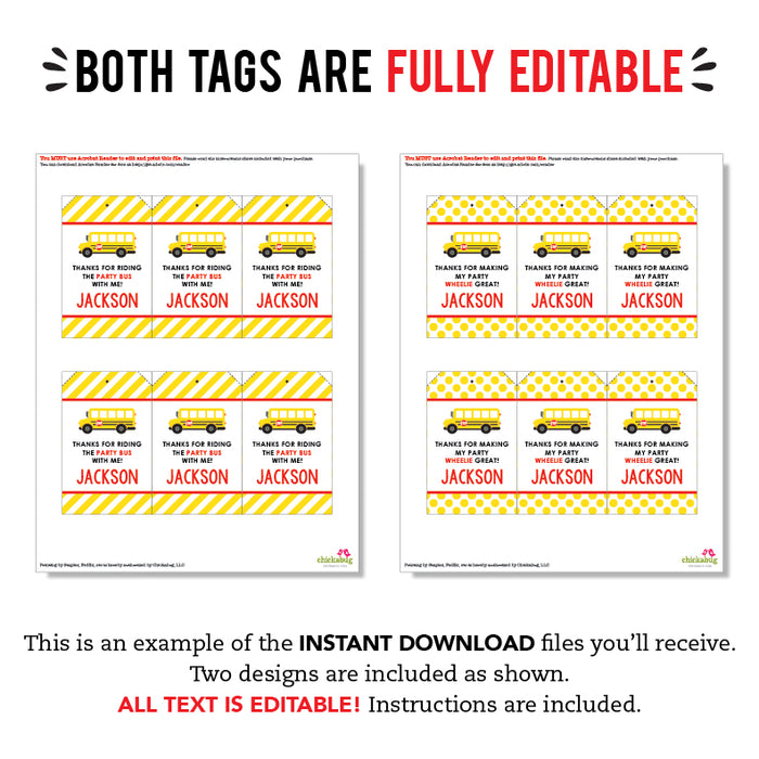 School Bus Party Favor Tags (EDITABLE INSTANT DOWNLOAD) – Chickabug school-bus-party-favor-tags-editable-instant-download-chickabug
