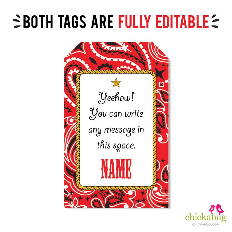 Country Western Party Favor Tags (EDITABLE INSTANT DOWNLOAD)