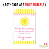 Sunshine Party Favor Tags (EDITABLE INSTANT DOWNLOAD)