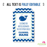 Whale Party Editable Favor Tags (INSTANT DOWNLOAD)