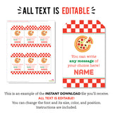 Pizza Party Favor Tags (EDITABLE INSTANT DOWNLOAD)