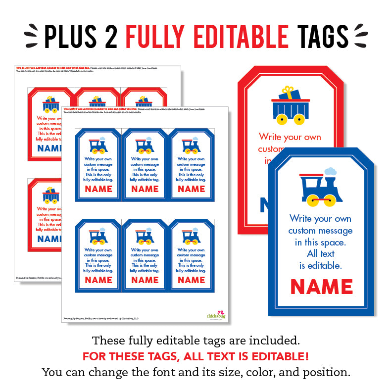 Train Party Favor Tags (EDITABLE INSTANT DOWNLOAD) – Chickabug